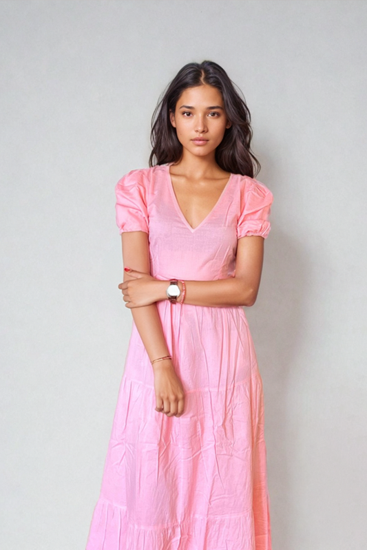 Pink Berry Long Layered Dress